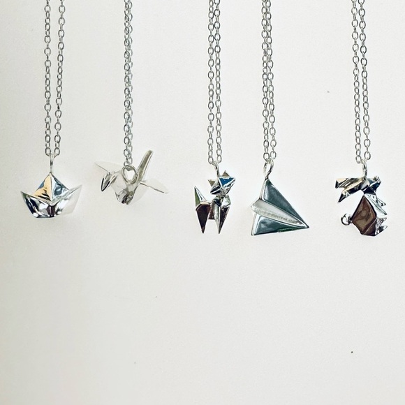 Sterling Silver Paper Airplane Necklace - Picture 8 of 8